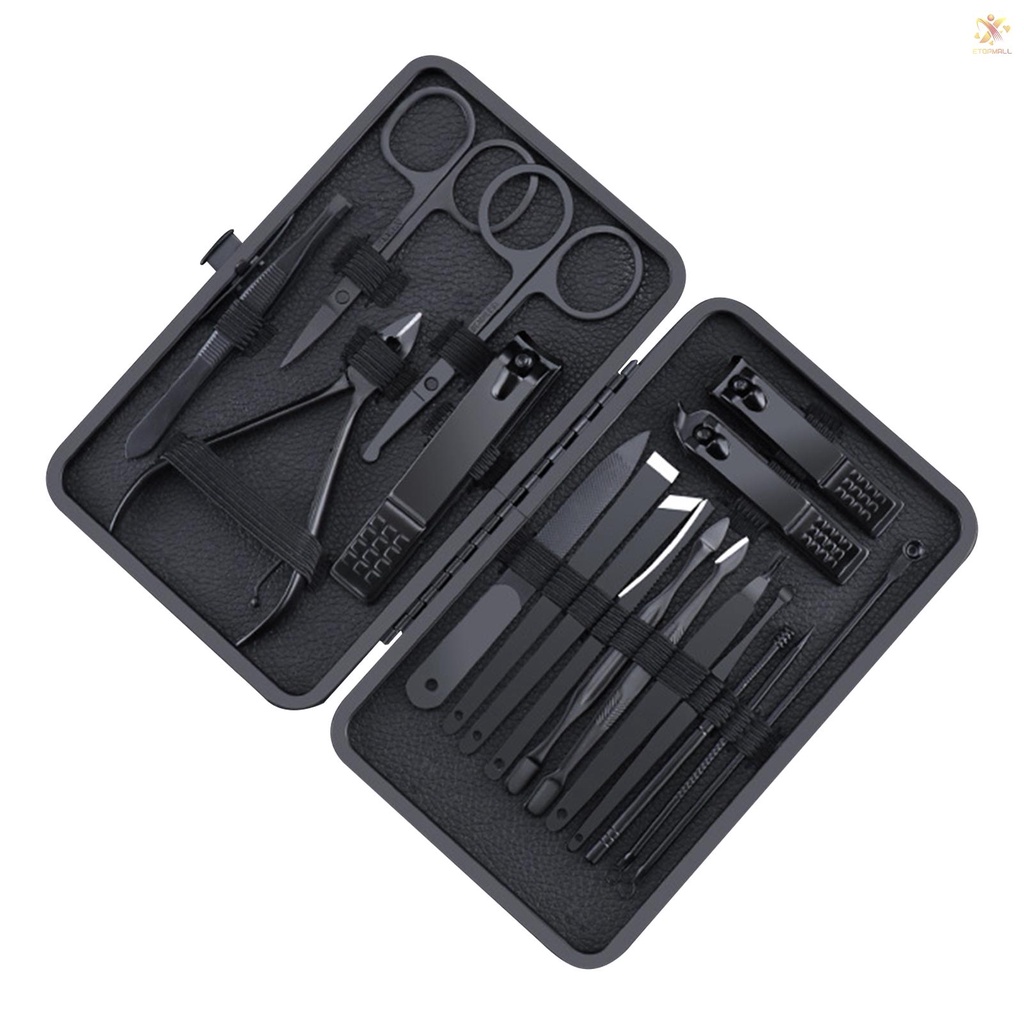 18PCS Manicure Set with Case Professional Pedicure Set Nail Clipper Stainless Steel Salon Grooming Kit for Men Women Parents Elder Patient Travel Nail Care