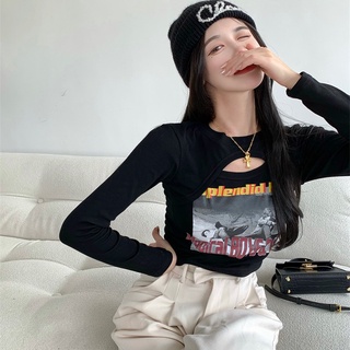 เสื้อยืด แขนยาว เข้ารูป สําหรับผู้หญิง