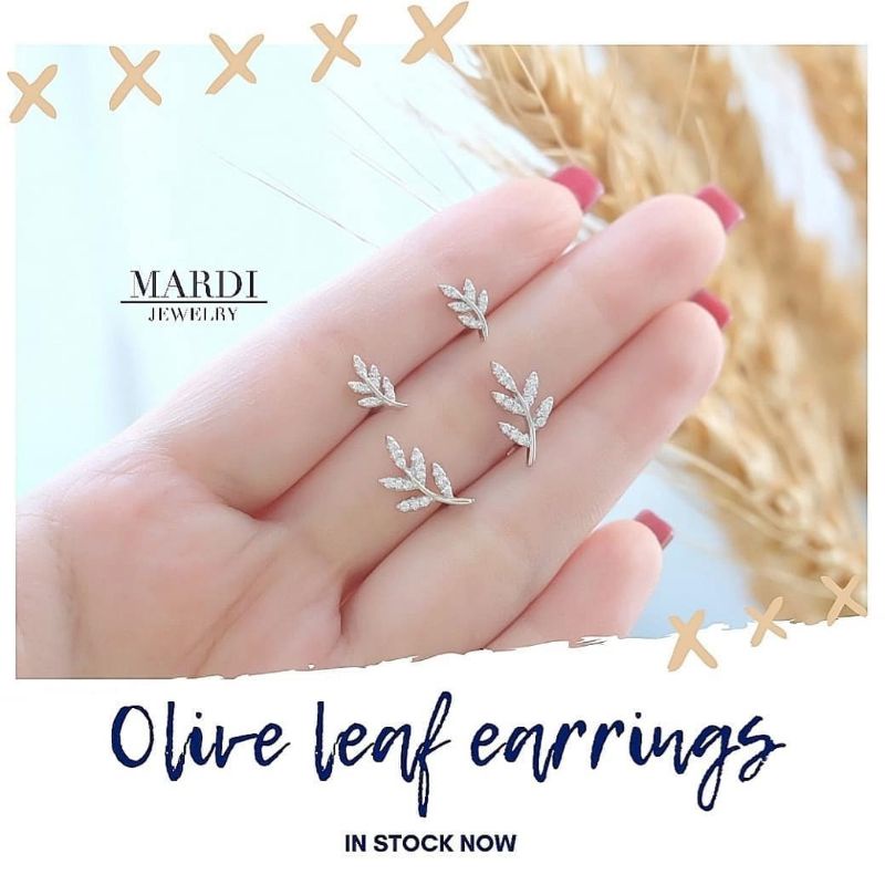 Mardi Jewelry ต่างหูใบมะกอก Leaf Earrings มี 2 ไซส์