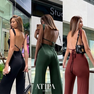 Atipashop - DALLIS JUMPSUIT จั๊มสูม จั๊มสูมขายาว ทรงคอกลม แขนกุด เว้าหลัง