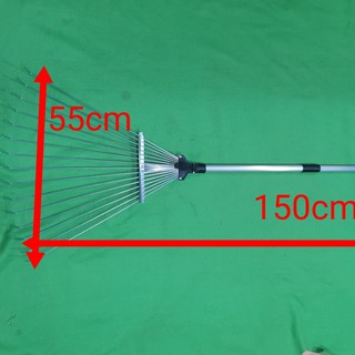 คราดเหล็กปรับระดับ 15 ซี่ พร้อมด้าม คราด คราดเหล็ก คราดเหล็กปรับสั้นยาวได้ Steel rake 15 teeth with handle, steel rake