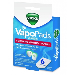 ʕ￫ᴥ￩ʔ Vicks VapoPads แผ่นRefill กลิ่นเมนทอล สำหรับใส่เครื่อง Vick Gallon/Waterless ขนาด6ชิ้น