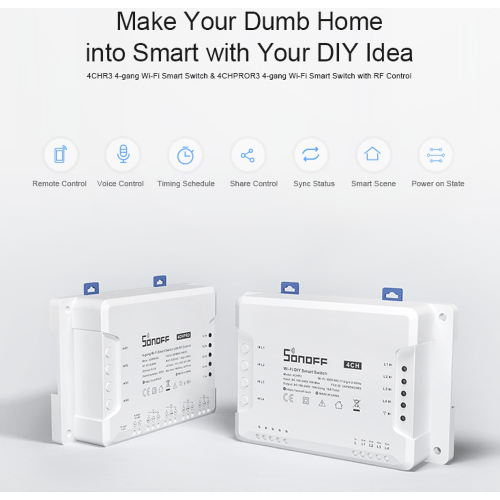 №◘♞SONOFF 4CH R3 หรือ 4CH PRO R3 4 ช่อง อัจฉริยะไร้สายโมดูลสวิทช์