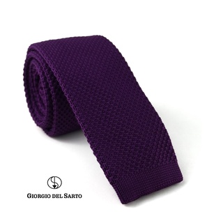 Giorgio Del Sarto Knitted Necktie Purple with Fabric Texture เนคไทไหมพรมสีม่วงมีเท็กเจอร์