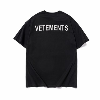 เสื้อยืดผ้าฝ้ายพิมพ์ลายขายดีVetements STAFF 3M ตัวอักษรสะท้อนแสงพิมพ์ผ้าฝ้ายลำลองเสื้อยืดแขนสั้น