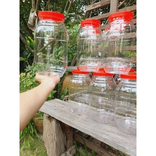 12ใบ ขนาด8ปอนด์ สูง27ซม โหลปลาร้า ฝาเกลียว ขวดโหลพลาสติก กระปุกฝาแดง กระปุกพลาสติก โหลดอง