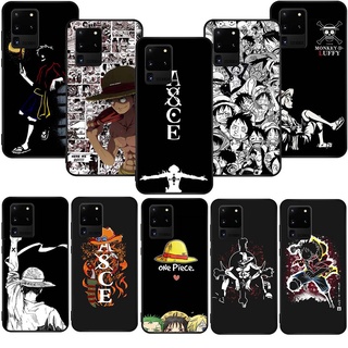 เคสโทรศัพท์ซิลิโคน TPU แบบนิ่ม ลาย SL35 อนิเมะ One Piece Luffy สีดํา สําหรับ Samsung Galaxy A11 M11 A12 A31 A41 A21s