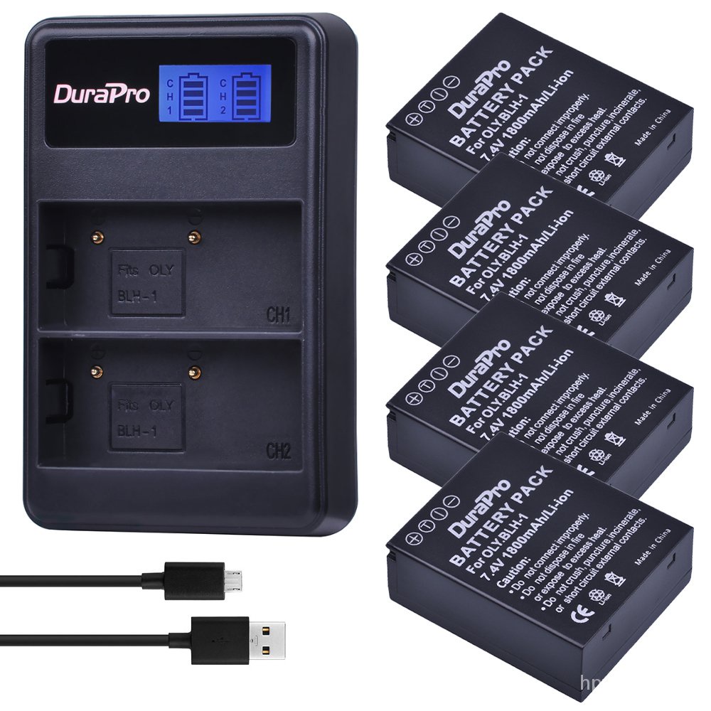 1800mAH BLH-1 BLH1 BLH 1 Rechargeable Camera Battery + LCD USB Dual Charger for Olympus E-M1 Mark II