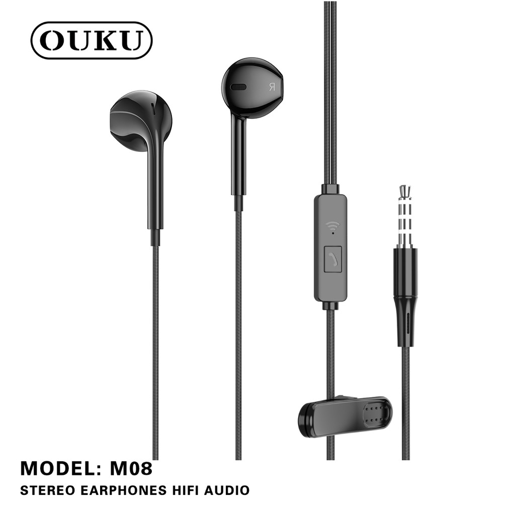 OUKU M08/M09 หูฟัง Stereo Earphones  Hifi Audio เสียงดัง คุณภาพดี พร้อมส่ง
