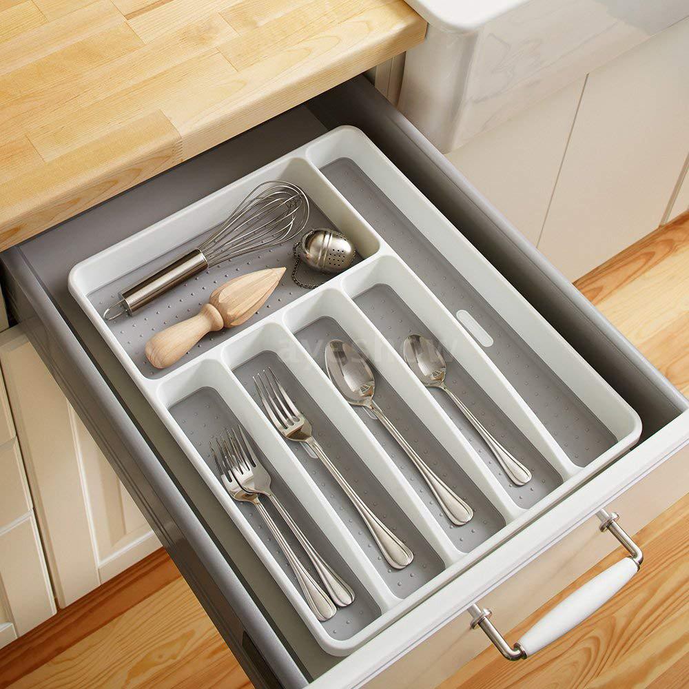 Ayeshow Drawer Organizer Cutlery Tray Silverware Utensil Storage 6
