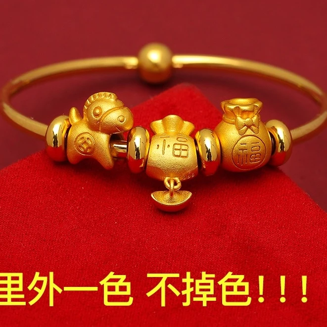 สร้อยข้อมือลูกปัดทรงกลมขนาดเล็ก สีทอง สำหรับทำเครื่องประดับ DIY thumbnail 4