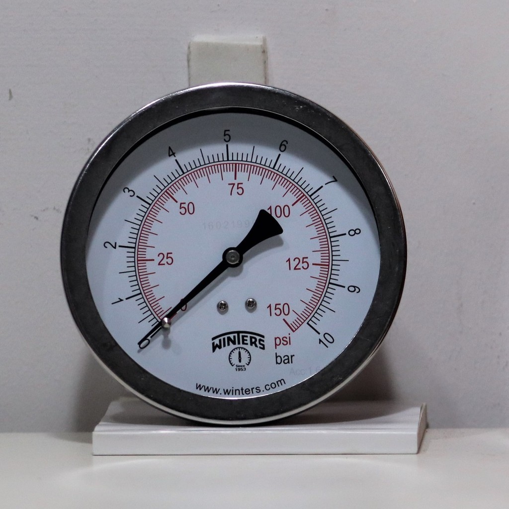 Pressure Gauge SS316 4", 1/2" NPT , 0-10 bar/psi