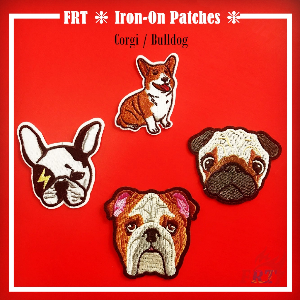 corgi/bulldog แผ่นผ้า diy สําหรับเย็บปักตกแต่งเสื้อผ้า 1 ชิ้น (สุนัข - serie 05)