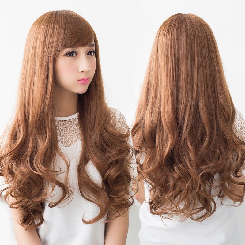 🔥🔥Rambut Pallsu Perempuan/Rambut Pallsu❤️❤️{整柜高顶长卷大假自然发}วิกผมหญิงทั้งด้านบนระดับไฮเอนด์ยาวผมหยิกผมยาวอารมณ์สุทธิสีแดงวรรคเดียวกันคลื่นใหญ่รอบใบหน้าเหมือนจริงหมวกธรรมชาติ