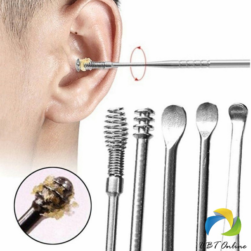 UBT ชุดไม้แคะหู พร้อมกล่องใส่ คุณภาพดี วัสดุสเตนเลส ขนาดสามารถพกพา Ear picking set