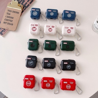 เคสหูฟังบลูทูธไร้สาย PC แข็ง กันกระแทก ลายมาร์เวล พร้อมตะขอ 5 สี สําหรับ AirPods 1 2 pro 3 2021 gen3