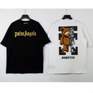 HH 2021 Palm Angelsเชิงกลหมีเสื้อยืดพิมพ์ลายผู้ชายและผู้หญิงคู่Street Hip-Hop Tideแบรนด์สั้นS-XL คอกลม