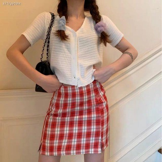 skirtกระโปรง♨☂◊้Bentoy*พร้อมส่ง*กระโปรงทรงเอเอวสูงสั้นเนื้อเข่าลายสก็อตสุดฮิตIG (NO.6083）