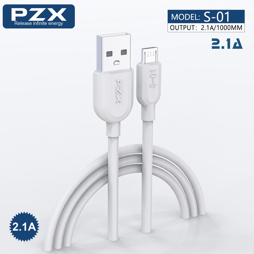 สายชาร์จ สายถักPZX S01 100CM 2.1A  FOR SAMSUNG OPPO VIVO AndroidUSB DATA CABLE