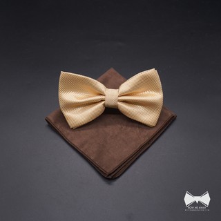 เซ็ทหูกระต่ายสีเหลืองทอง+ ผ้าเช็ดหน้าสูท-Yellow Bowtie +Pocket square