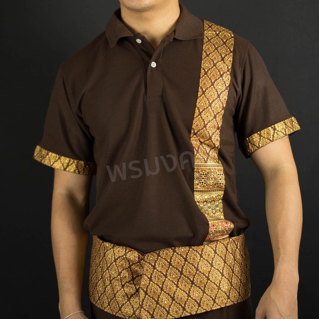เสื้อโปโลแต่งผ้าลายไทย มี 4 ขนาด