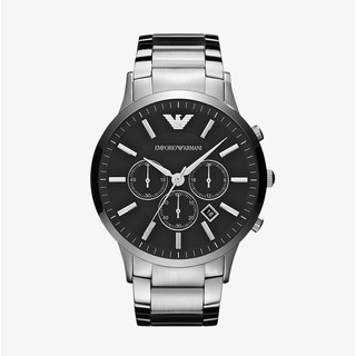 ราคาEMPORIO ARMANI นาฬิกาข้อมือผู้ชาย รุ่น AR2460 Sportivo Chronograph Black Dial - Silver