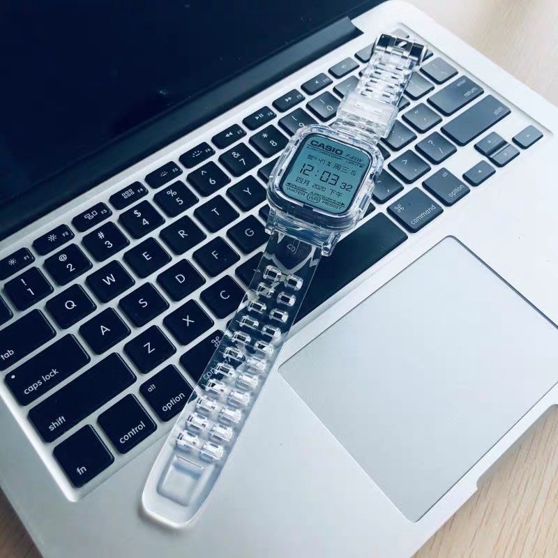 ของแท้ 100% สายนาฬิกาข้อมือเข็มกลัดรูแบบคู่ สีใส พร้อมเคส สำหรับ Apple Watch series 6 5 4 3 2 1 จัดส่งจากประเทศไทย