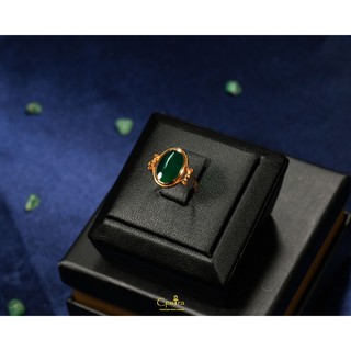 925 Sterling Silver Ring แหวนเงินแท้ x Green agate