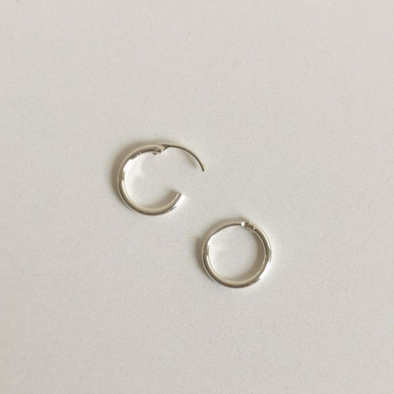 nnlin. Classic Plain Hoops ต่างหูห่วงเรียบติดหู (เงินแท้ S925)
