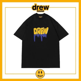 ราคาเสื้อยืดแขนสั้น ผ้าฝ้าย ทรงหลวม พิมพ์ลายตัวอักษร Drew House Smiley Niche Tide High Street Justin Bieber สําหรับผู้ชา