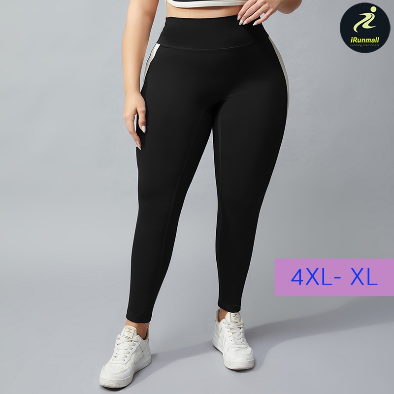 (4XL-XL) กางเกงออกกำลังผู้หญิง คนอ้วน พลัสไซส์ เทรนนิ่ง เล่นโยคะ ฟิตเนส ผ้าไม่บาง iRunmall #QP49