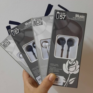 หูฟัง U57 music earphones มีไมค์ คุยโทรศัพท์ได้ เสียงดัง ฟังชัด stereo earphones เชื่อมต่อ แบบ AUX 3.5 สีขาว สีดำ