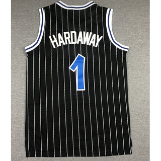 ใหม่ NBA Orlando Magic สําหรับผู้ชาย #เสื้อกีฬาบาสเก็ตบอล 1 Anfernee Hardaway M&amp;N ปักลายแถบสีดํา