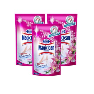 MAGICLEAN มาจิคลีน น้ำยาทำความสะอาดพื้น สีชมพู ถุงเติม750 มล. (แพ็ค 3 ถุง)