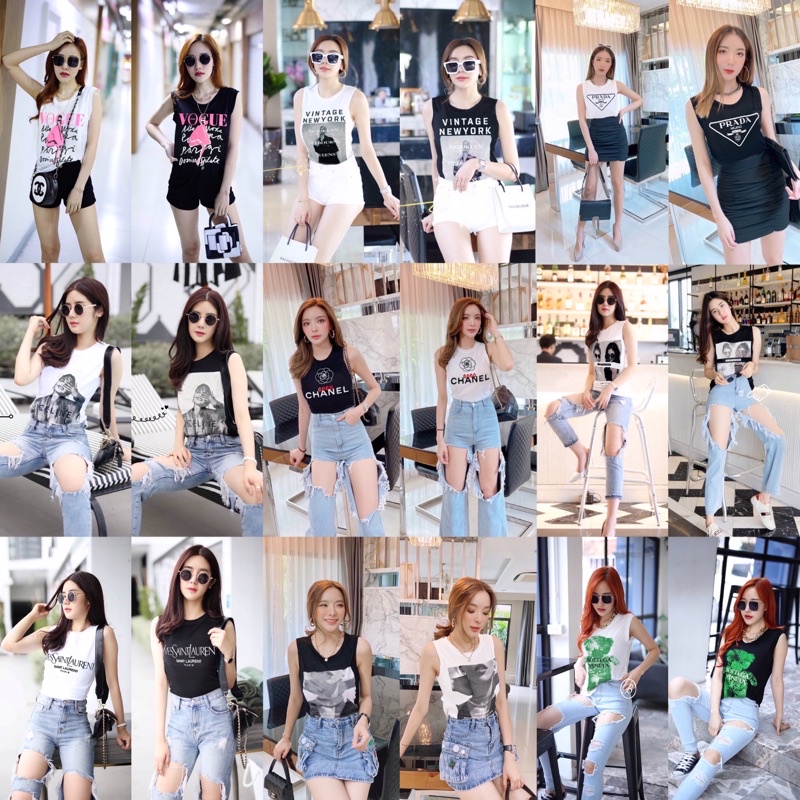 ⭐️พร้อมส่ง⭐️ เสื้อแขนกุดแฟชั่น