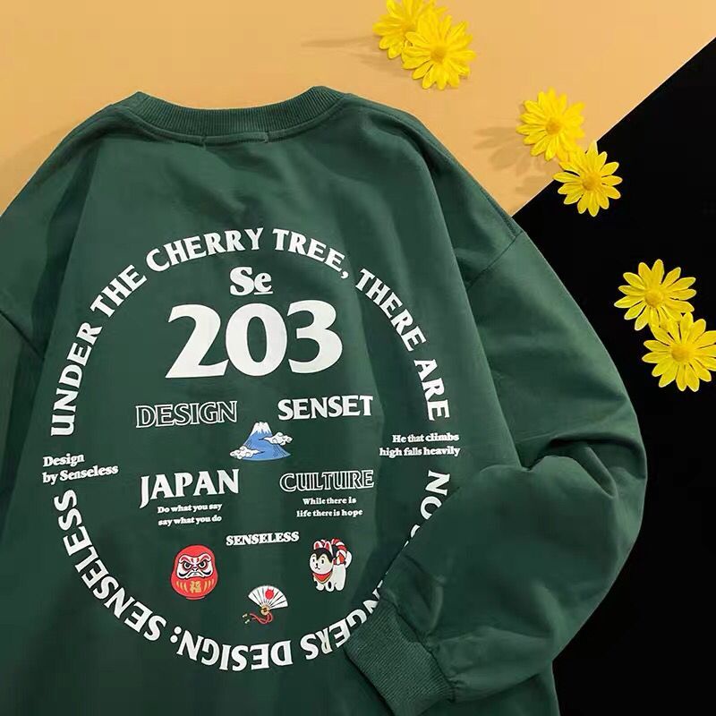 เสื้อกันหนาว แขนยาว พิมพ์ลายตัวอักษร ทรงหลวม สไตล์ฮาราจูกุ อเมริกัน สร้างสรรค์ เหมาะกับฤดูใบไม้ร่วง สําหรับผู้ชาย และผู้หญิง