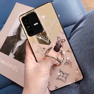 2022 New เคสโทรศัพท์ VIVO V23 5G Phone Case Ins Luxury Fashion Diamond Clover Acrylic With Ring Bracket Back Cover Casing วีโว่V23 5G เคส