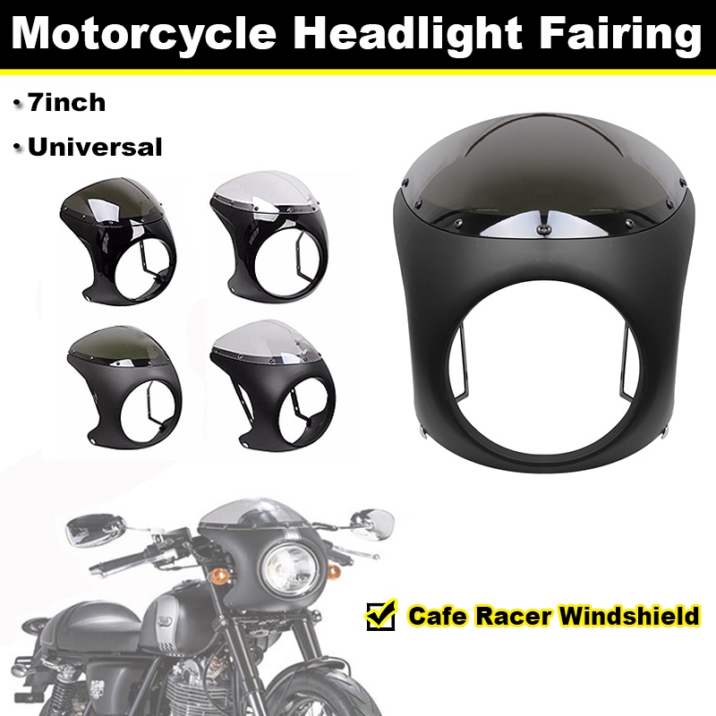 Motorcycle Universal 7inch Round Headlight Fairing Cafe Racer Windshield Protect Cover For Harley Sportster Bobber Touri
