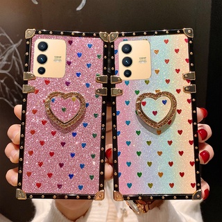 เคสโทรศัพท์มือถือ กันกระแทก พร้อมแหวนขาตั้ง รูปหัวใจ สําหรับ Vivo V23 Pro S12 Pro V23e