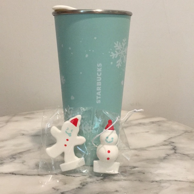 Starbucks stainless mug gingerbread with with snowman rubber 16oz