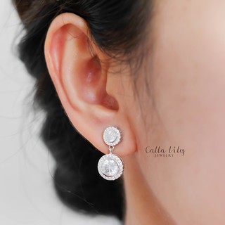 Callalilyjewelry ต่างหูเพชร CZ เงินแท้