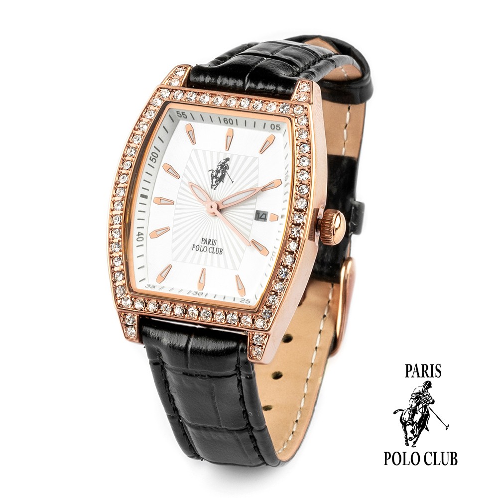นาฬิกา Paris Polo Club ผู้หญิง ของแท้ สินค้าใหม่ รับประกันศูนย์ไทย 1 ปี รุ่น 3PP-1701363L-BK สายหนัง