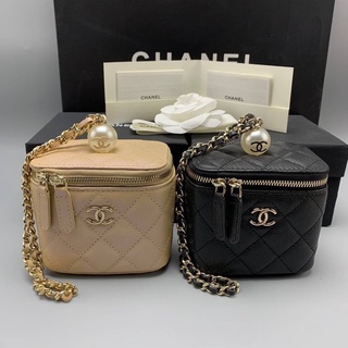 Chanel Mini Vanity with pearl caviar Beige ghw