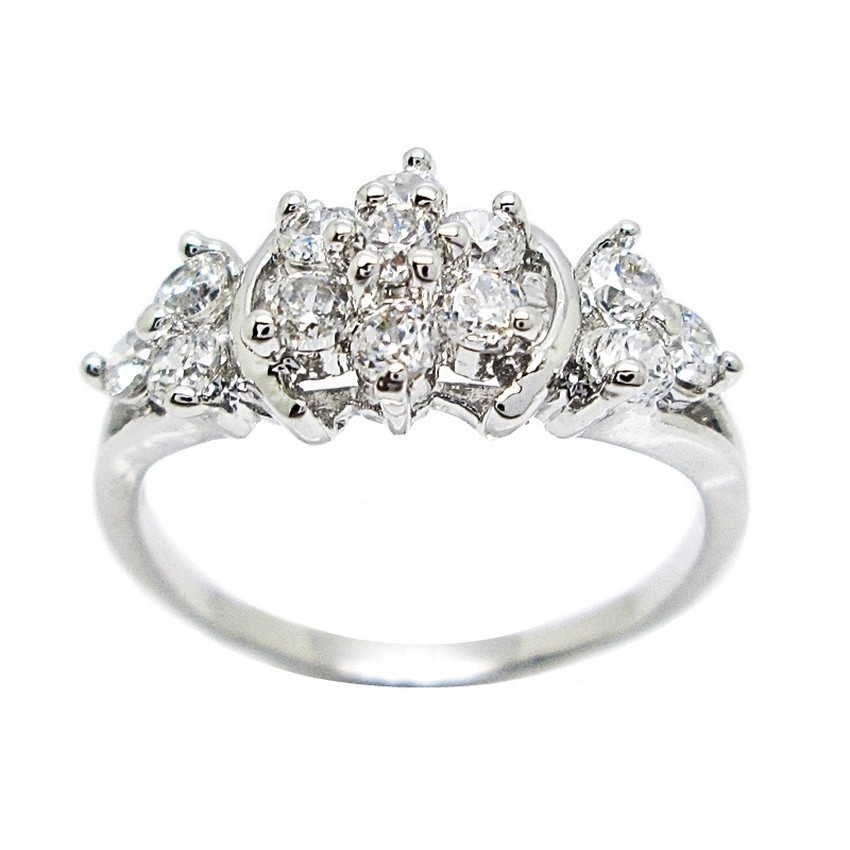 แหวนผู้หญิงมินิมอล ดอกไม้ ประดับเพชร cz ชุบทองคำขาว