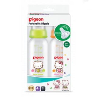 Pigeon พีเจ้น ขวดนม พร้อมจุกนม เพอร์ริสทัลทิค ลายคิตตี้ ขนาด 8 ออนซ์/240 ml.  แพ็ค 2 ชิ้น (8851973059401)