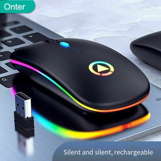 🍃ราคาต่ำสุด🍃Model A2 เมาส์เก็บเสียง เงียบไร้เสียง Office 2.4GHz Wireless Silent Mouse RGB Backlight DPI 1000-1600