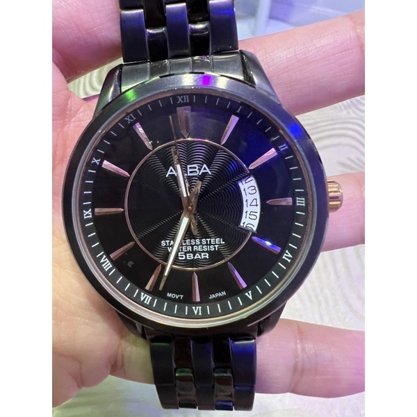 นาฬิกามือสอง Alba สีดำ ไม่มีกล่องค่ะ ขนาด 42 mm ข้อมือ 13 ซม