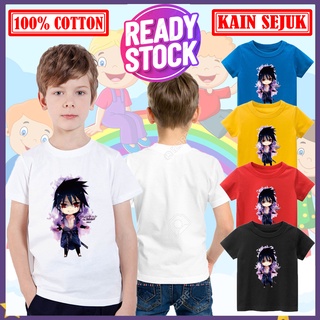 เสื้อยืด ผ้าฝ้าย 100% พิมพ์ลาย Naruto Baju Kanak Kanak Lelaki สําหรับเด็ก