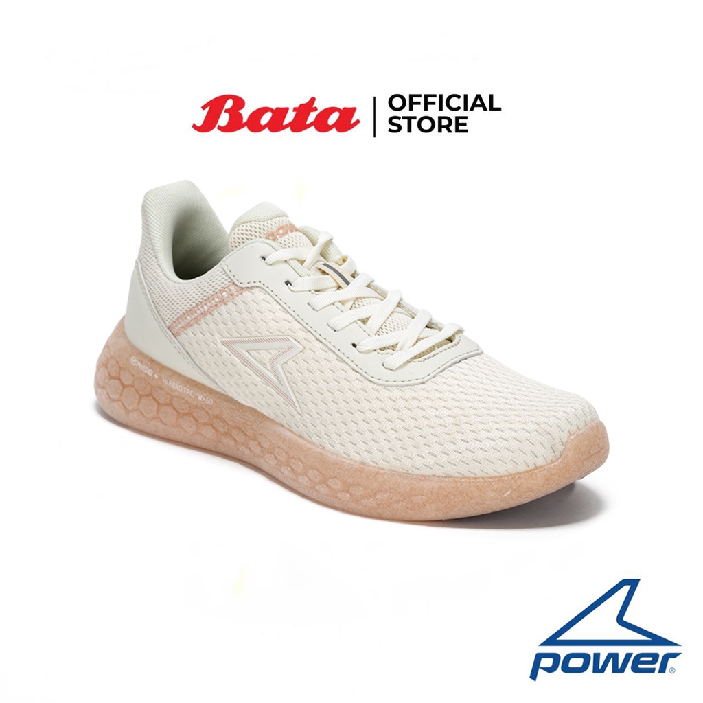 Bata บาจา ยี่ห้อ Power รองเท้าออกกำลังกายแบบผูกเชือก รองรับน้ำหนักเท้า สำหรับผู้หญิง รุ่นเบลล่า ( XoRise+  Neptune) สีเบจ 5188527
