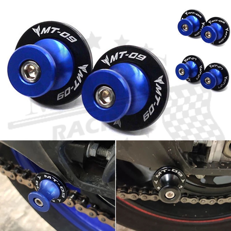 อุปกรณ์เสริมสำหรับรถจักรยานยนต์ CNC 6MM Swingarm Spools ขาตั้งสกรู Slider Stand Screws ตกแต่งฝาเกลียวสำหรับ YAMAHA MT07 MT09 MT03 FZ07 FZ09 FJ09 TRACER 700/GT 900/GT yamaha mt-07 mt-09 mt-03